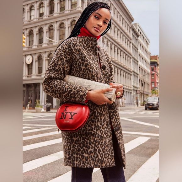 kate spade Jackets & Blazers - *NWT* KATE SPADE Stunning Brushed Brown Leopard Sugarcoat Cocoon Style Topper
